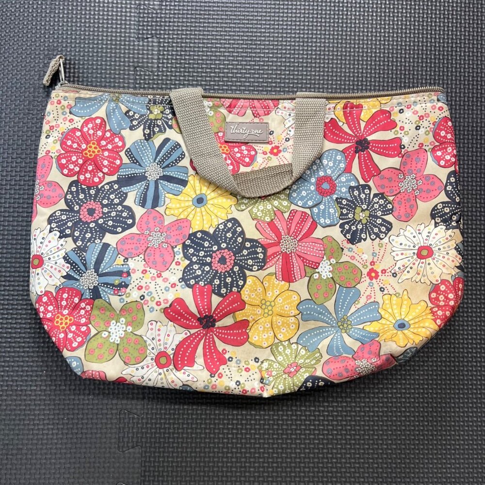 Thirty-One Thermal Floral Insulated Tote Bag With Zipper Closure - Picture 1 of 5